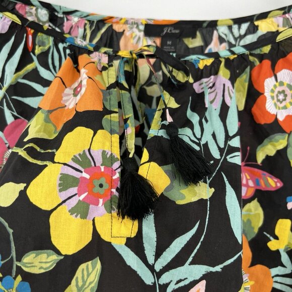 J.Crew Summer Beach Floral Butterfly Dress Size Medium Keyhole Neck - Picture 7 of 8